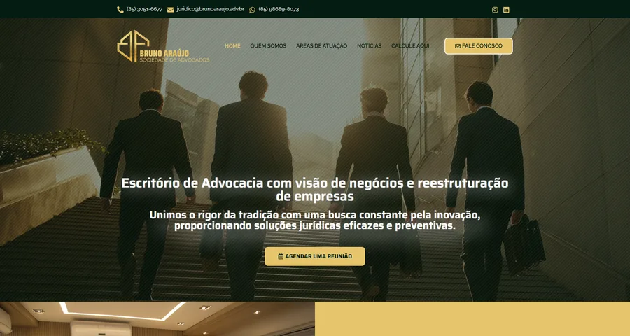 Página inicial do site Bruno Araújo Advogados