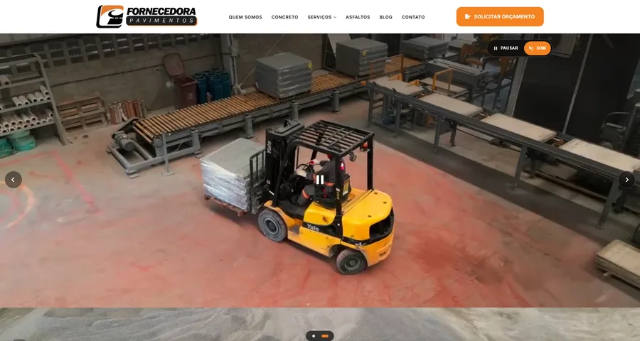 Página inicial do site Fornecedora Pavimentos