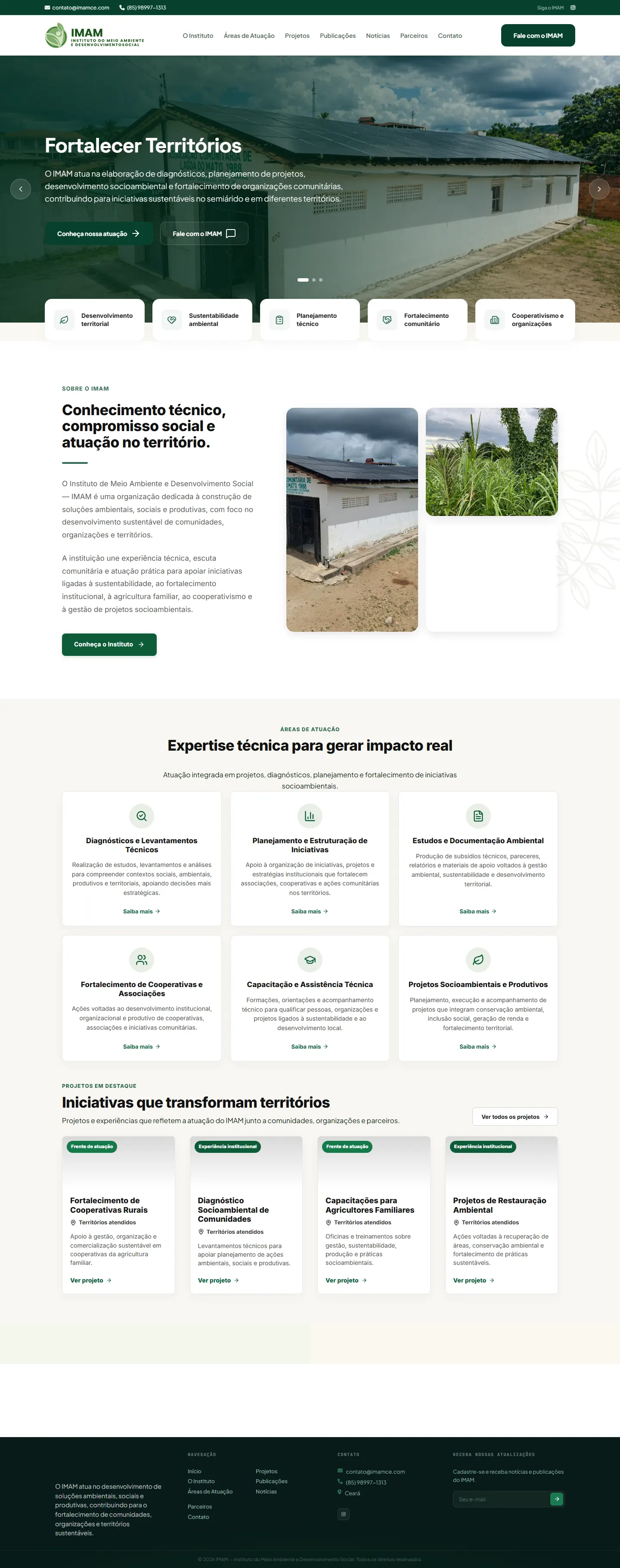 Captura completa da página inicial do site IMAM