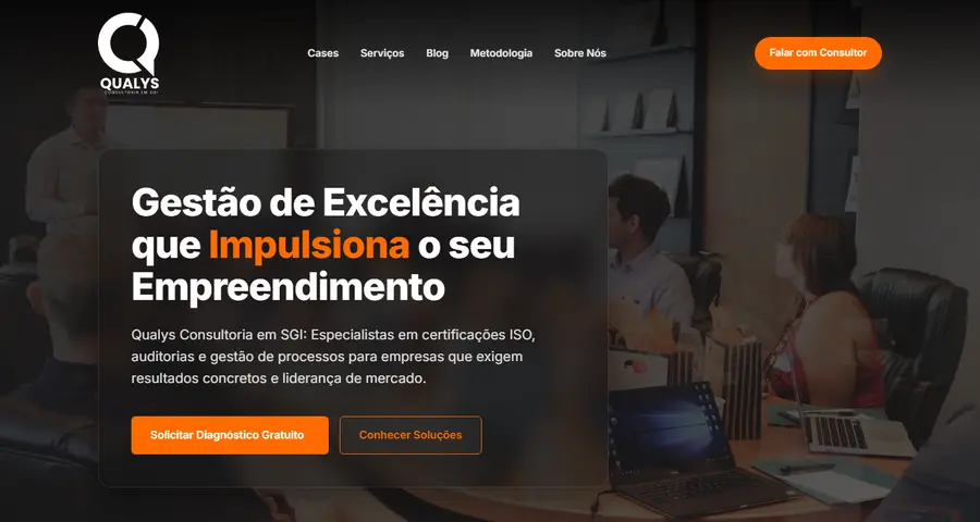 Página inicial do site Qualys Consult