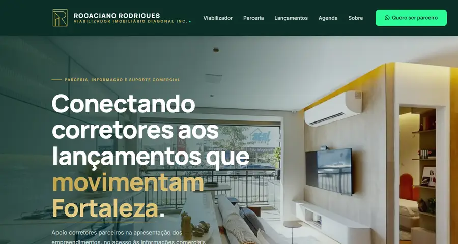 Página inicial do site Rogaciano Imóveis