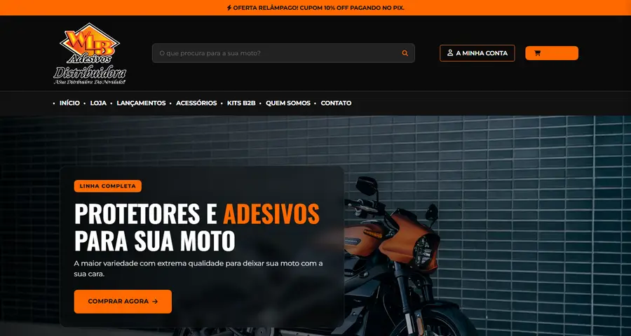 Página inicial do site WLB Adesivos